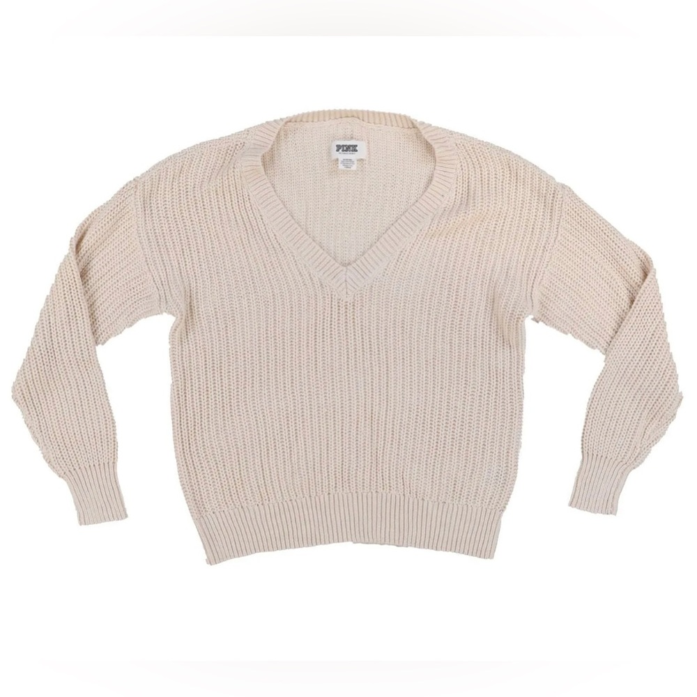 Victoria's Secret Pink Sweater V-Neck Cable Knit Pullover Outerwear Xs Nwt